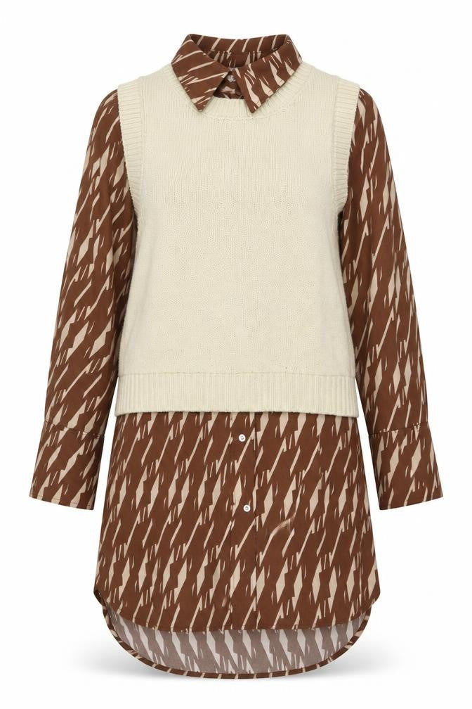 Next Women's Brown Beige Shirt Dress S