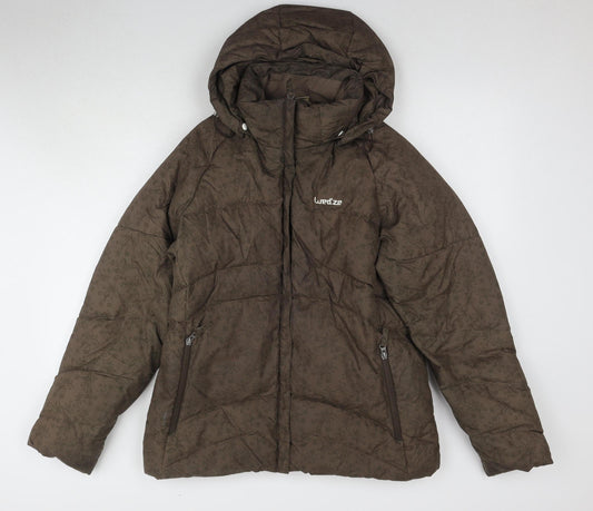 Azpam Women's Brown Puffer Jacket Size S, Hooded