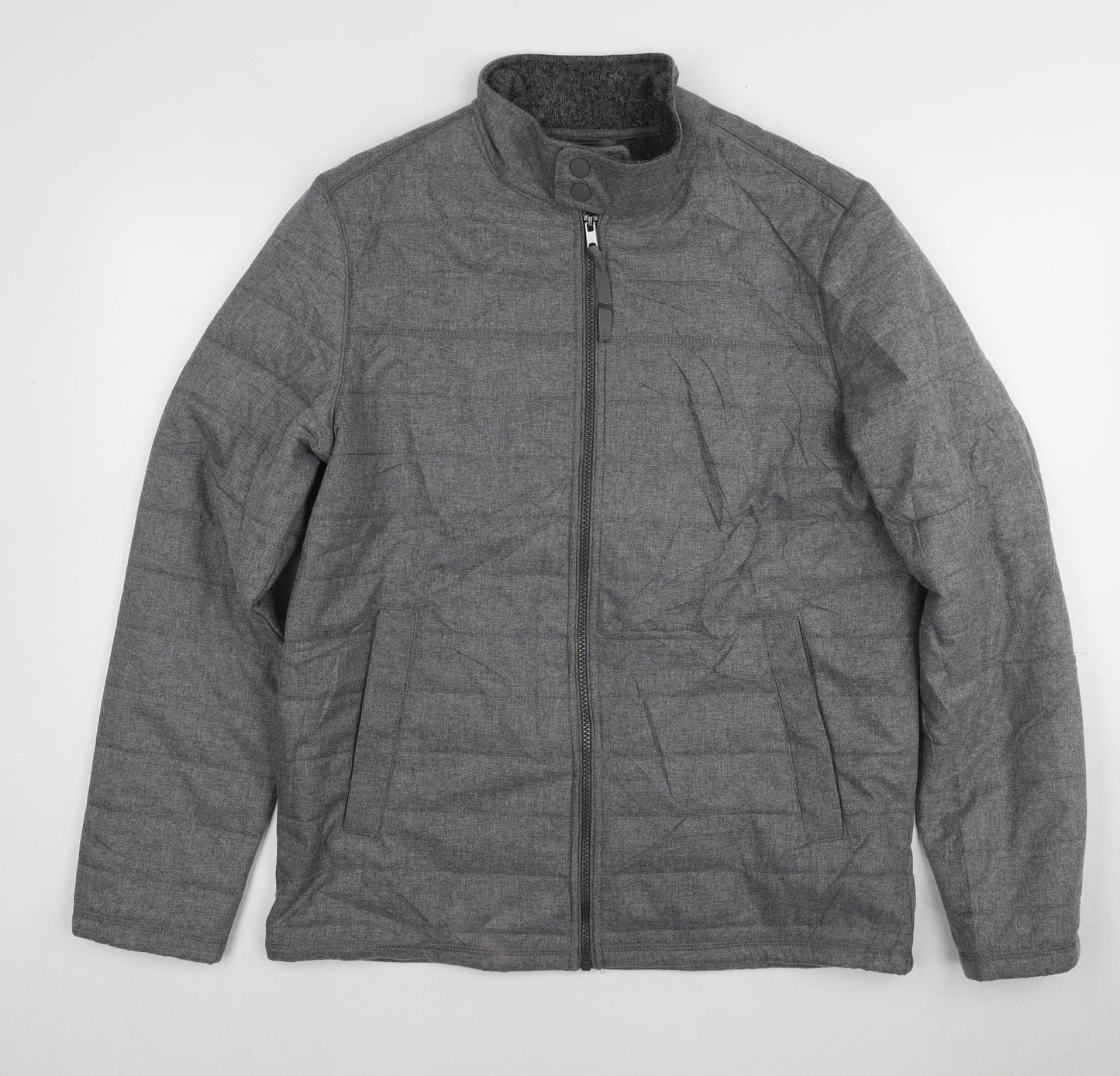 Debenhams Men's Grey Puffer Jacket Stand-Up Collar M
