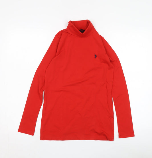 U.S. Polo Assn. Women's Red Roll Neck T-Shirt 3X