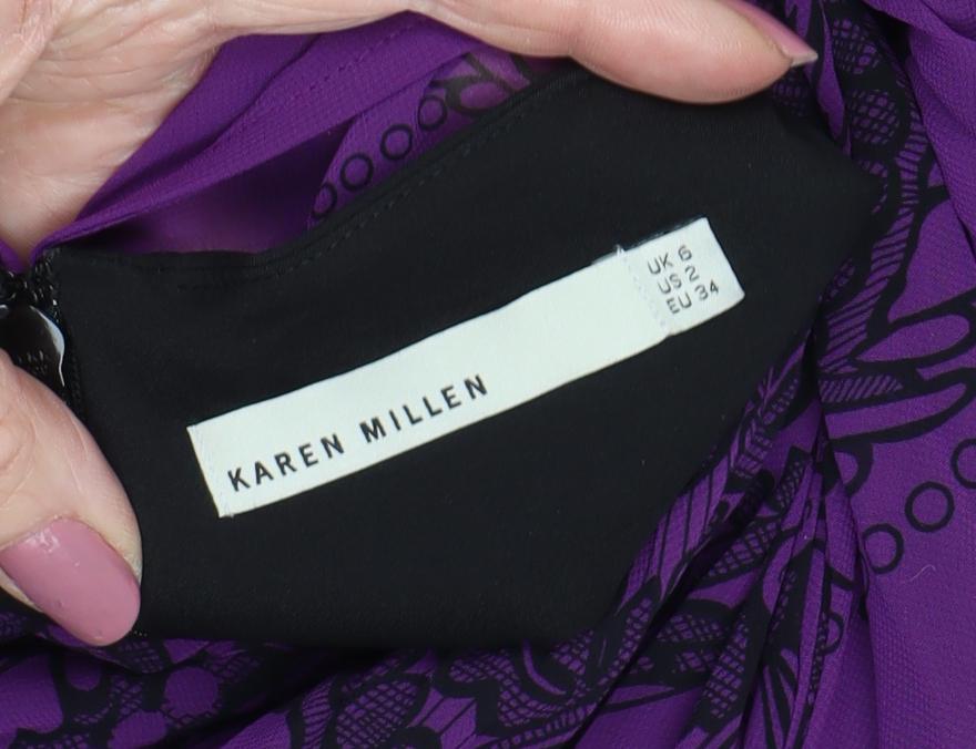 Karen Millen Women's Purple Paisley Dress Size 6