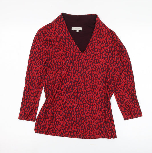 Hobbs Women's Red Tunic Blouse, Size S, V-Neck, Classic Elegance