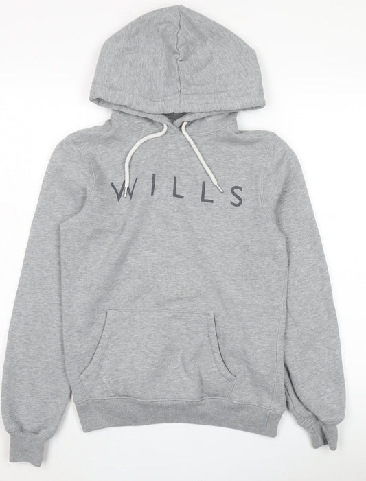 Jack Wills Women's Grey Pullover Logo Hoodie Size 8