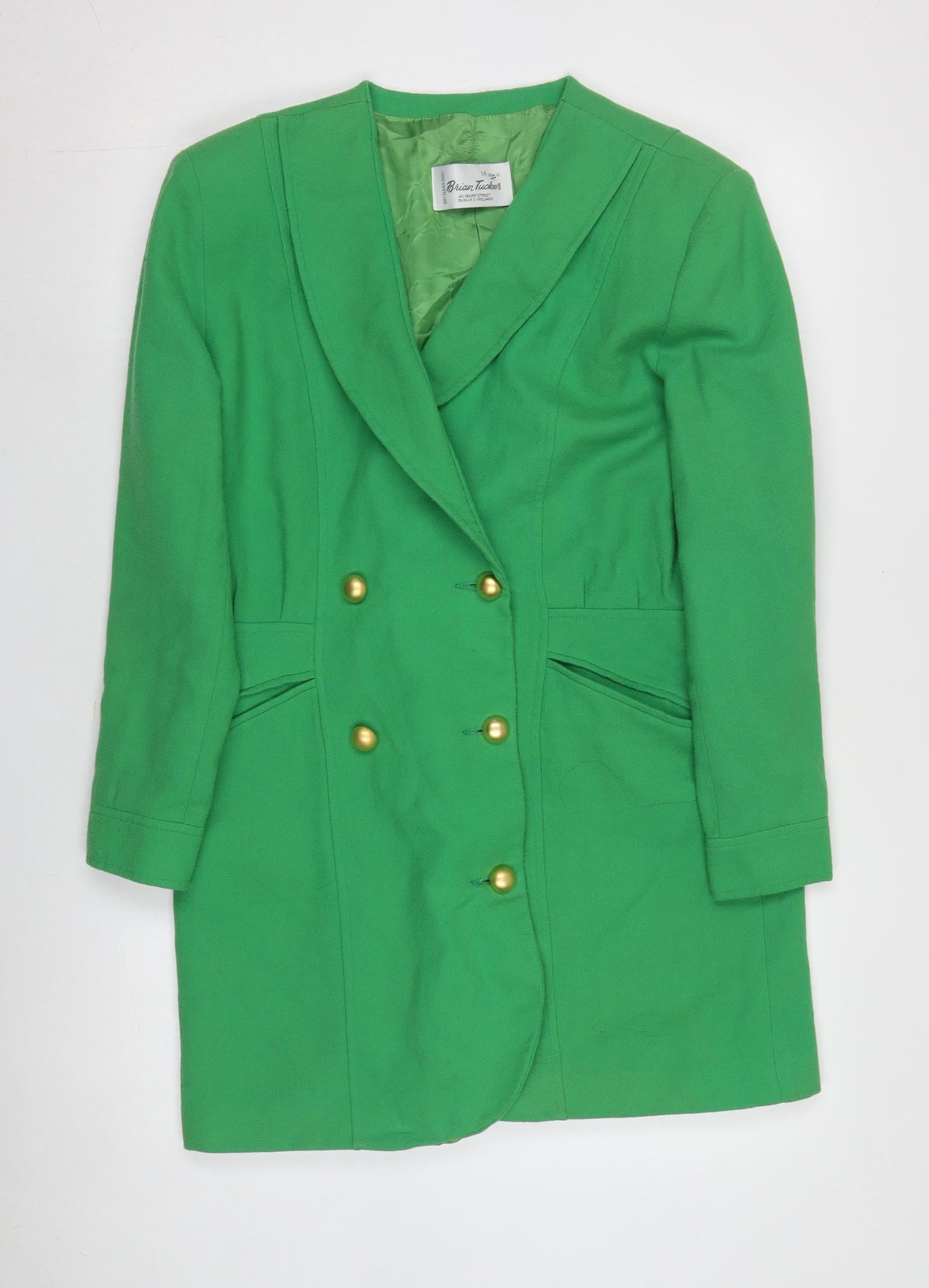 Brian Tucker Women's Green Wool Pea Coat Size 14