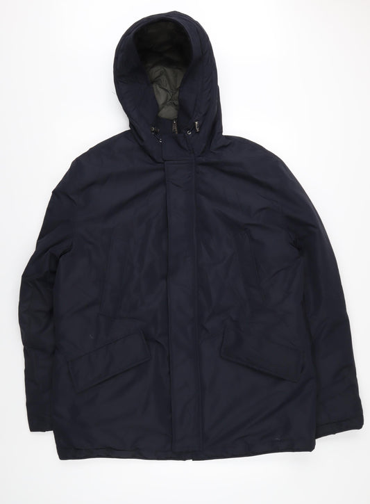 Jaeger Men's Navy Parka Jacket Medium Hooded
