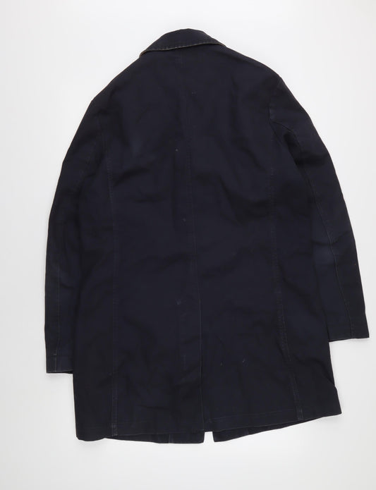 John Lewis Men's Black Cotton Overcoat, M, Classic Style