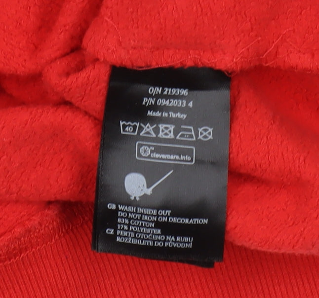 Monki Unisex Red Graphic Pullover Sweatshirt L