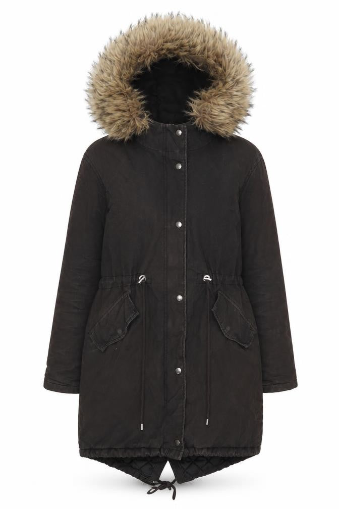 New Look Women's Brown Parka Coat UK 10 Hooded Winter Style