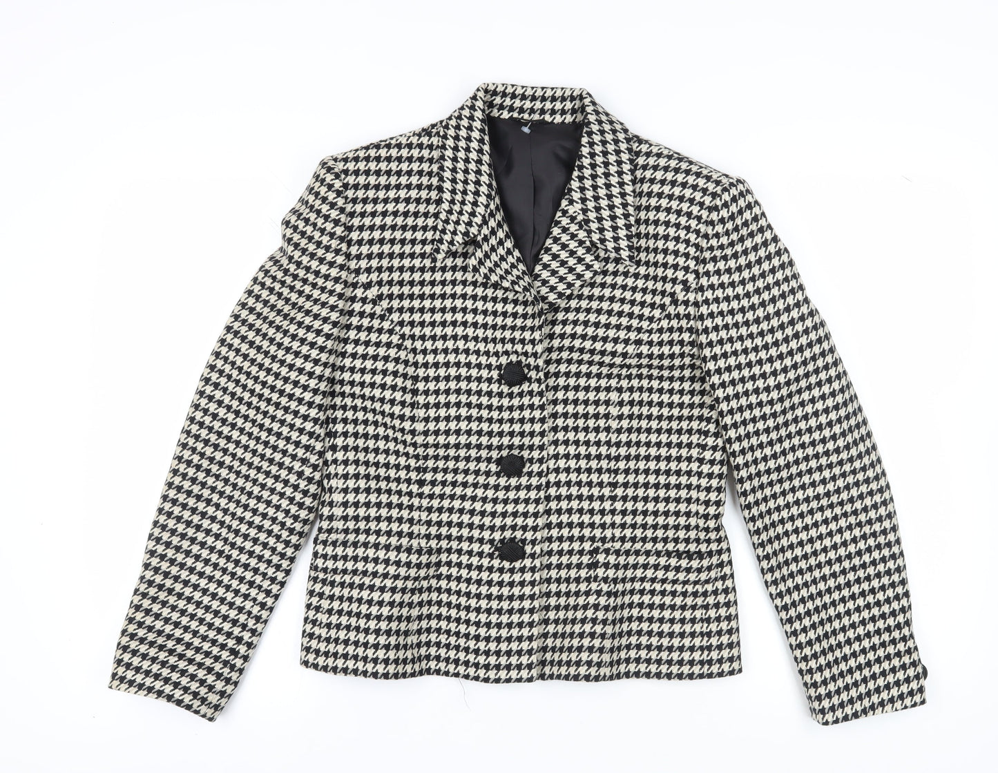 Country Casuals Women's Black Houndstooth Wool Blazer Size 12