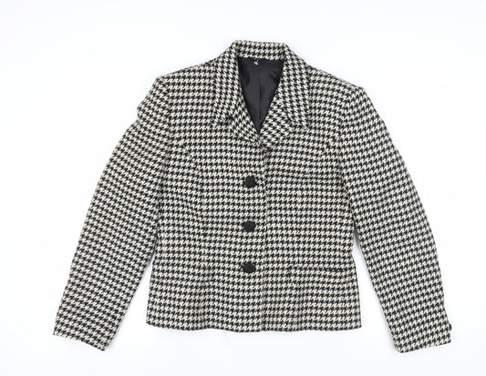Country Casuals Women's Black Houndstooth Wool Blazer Size 12