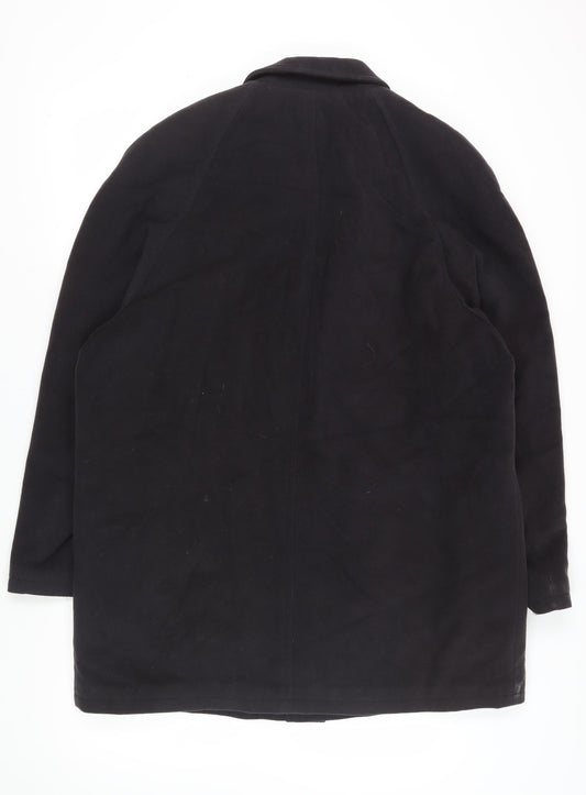 Di Caprio Men's Black Wool Overcoat - Size 36