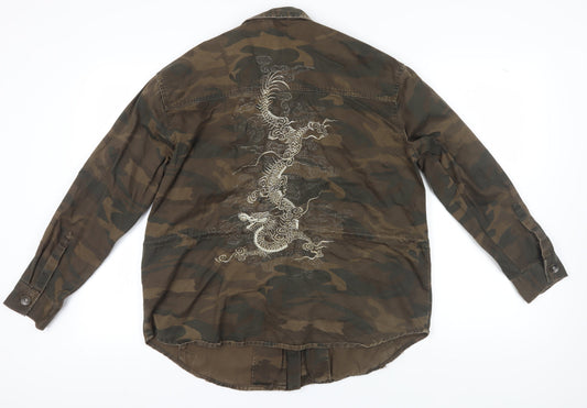 Next Women's Camouflage Military Jacket Size 16 Brown