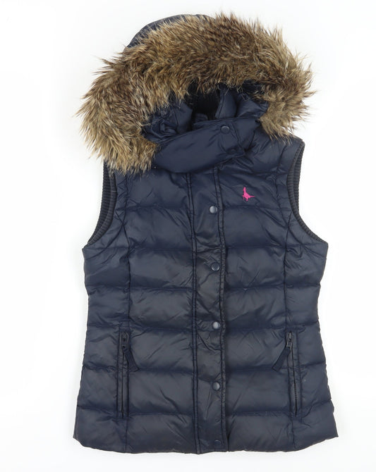 Jack Wills Women's Blue Puffer Waistcoat - Size 8