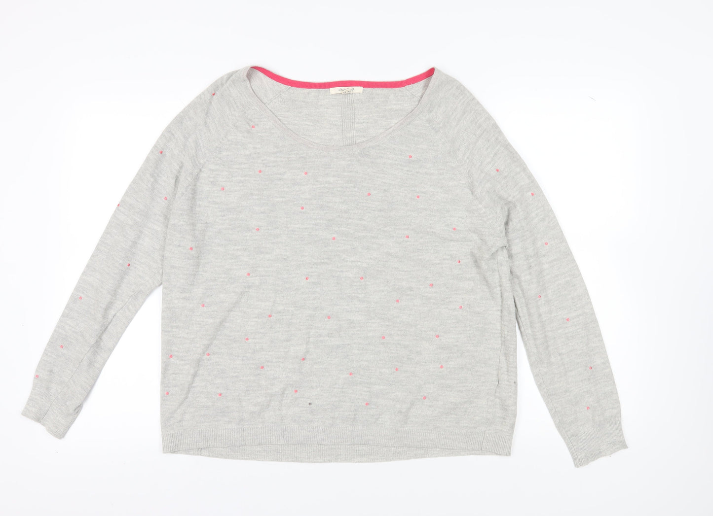 White Stuff Women's Grey Polka Dot Pullover Jumper Size 16