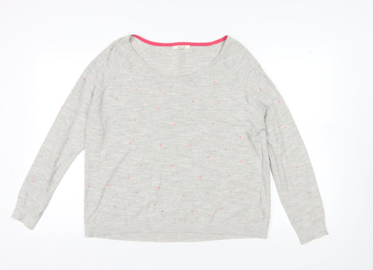 White Stuff Women's Grey Polka Dot Pullover Jumper Size 16