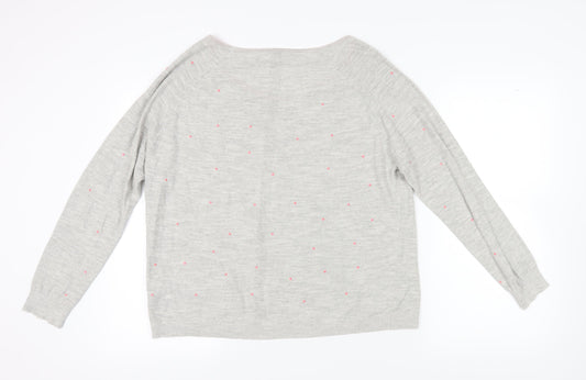 White Stuff Women's Grey Polka Dot Pullover Jumper Size 16