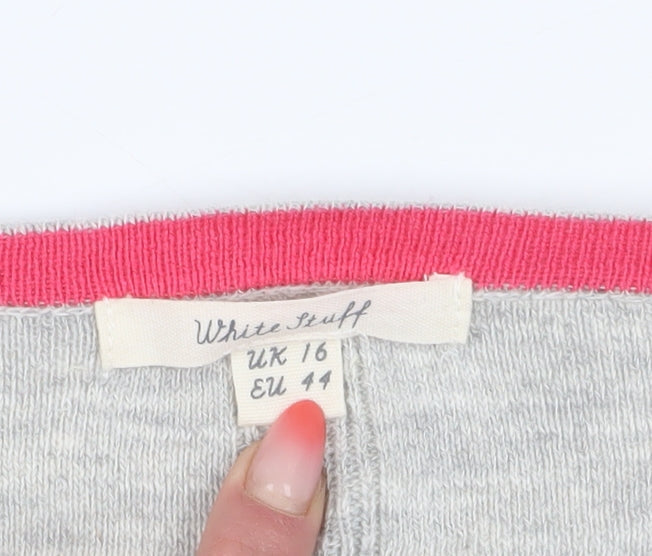 White Stuff Women's Grey Polka Dot Pullover Jumper Size 16