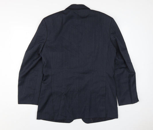 Marks and Spencer Men's Blue Blazer 40R, Striped, Business