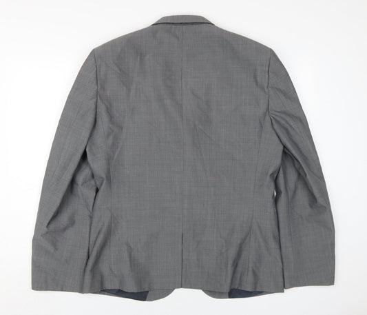 Next Men's Grey Blazer, 42R, Notch Lapel, 3-Button