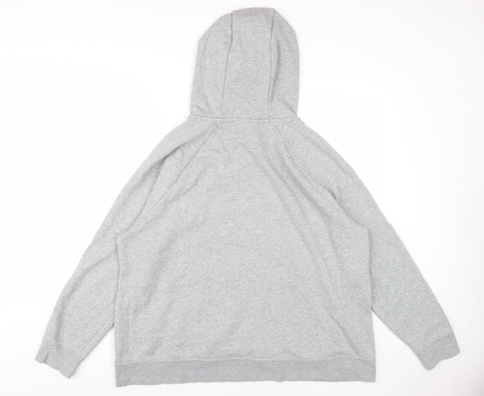 Nike Men's Grey Pullover Hoodie with Logo and Drawstring