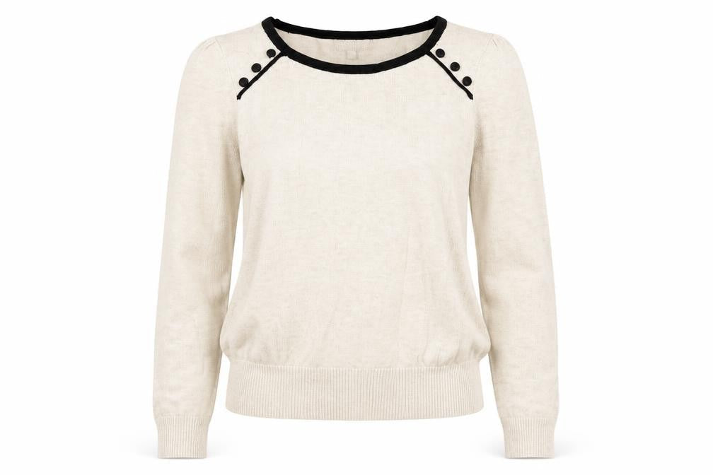 Front view of Red Herring Beige Women's 3/4 Sleeve jumper