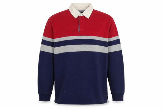 Lands' End Men's Red & Blue Colourblock Polo M