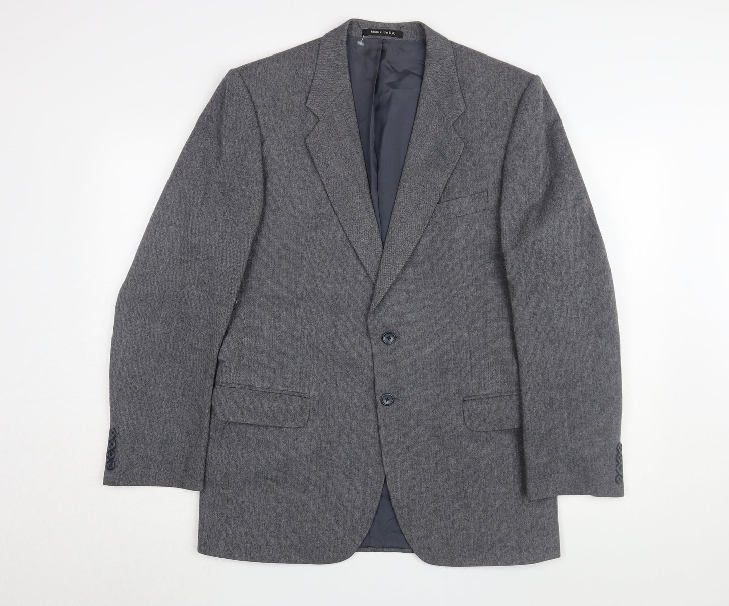 St Michael Men's Grey Wool Blazer, 38R, Single-Breasted
