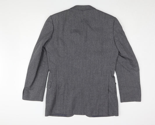 St Michael Men's Grey Wool Blazer, 38R, Single-Breasted