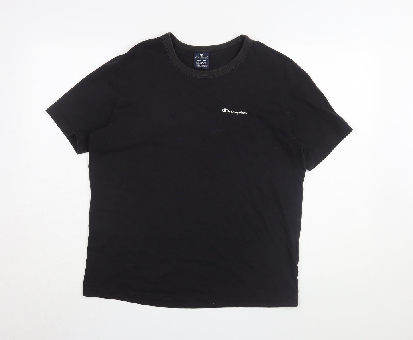 Champion Men's Black T-Shirt Medium, Solid Casual Tee