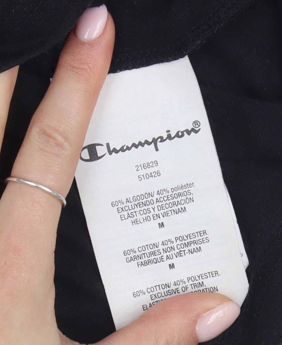 Champion Men's Black T-Shirt Medium, Solid Casual Tee