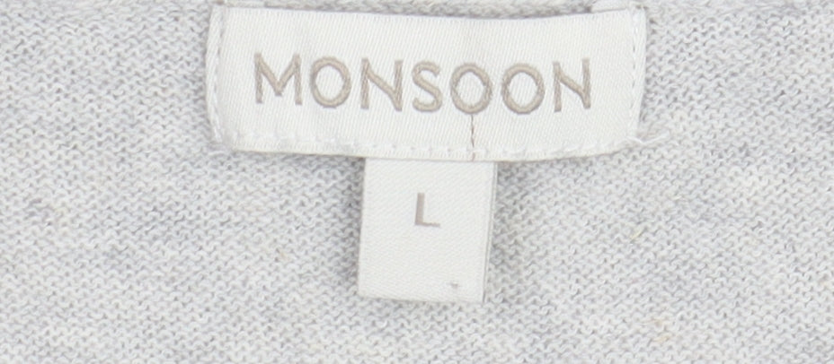Monsoon Women’s Grey Pullover Jumper, Size L, Casual Knit