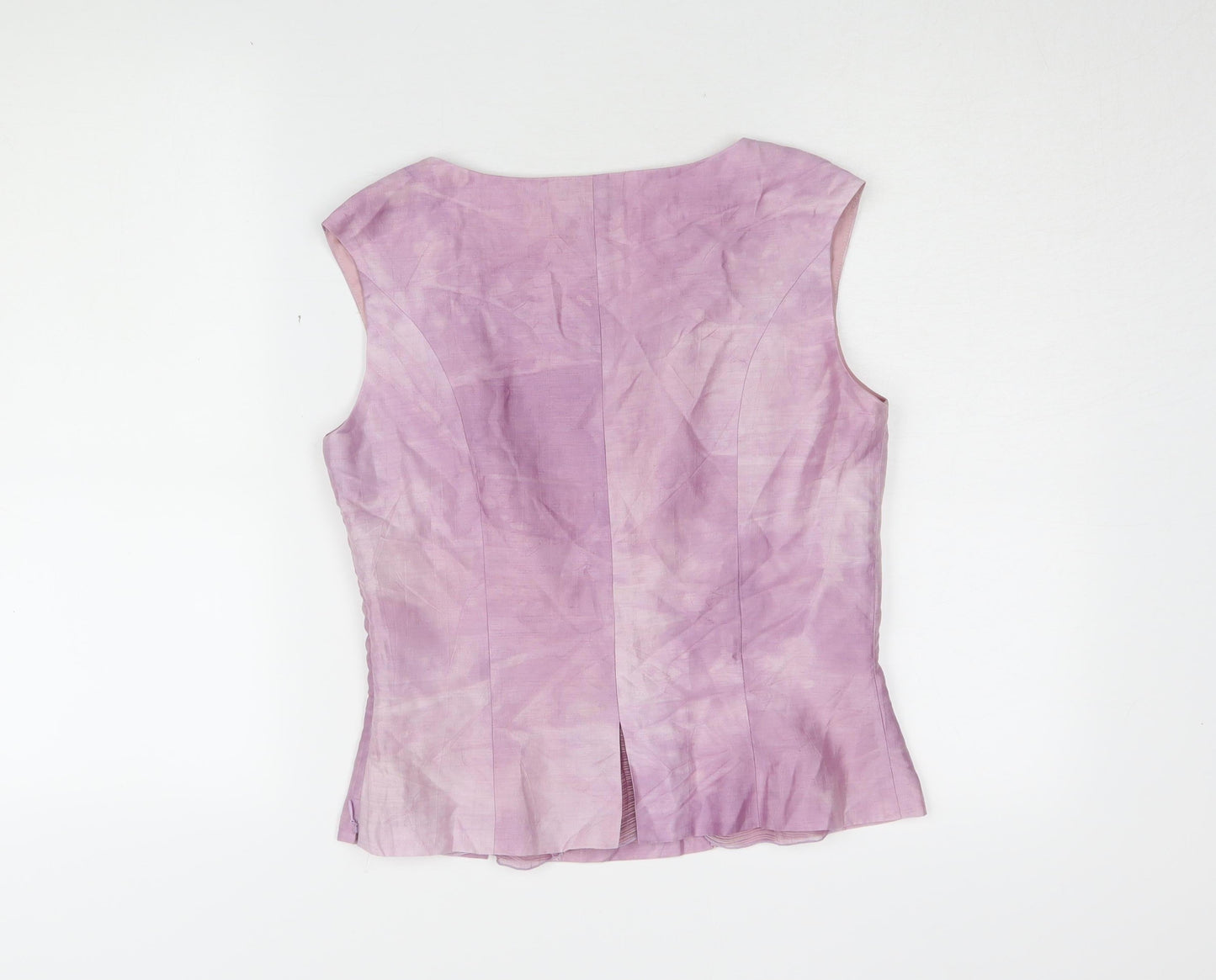 Presen Women's Pink Silk Linen Sleeveless Blouse