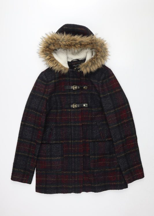 New Look Women's Multicolour Plaid Parka Coat, Size 10, Tall