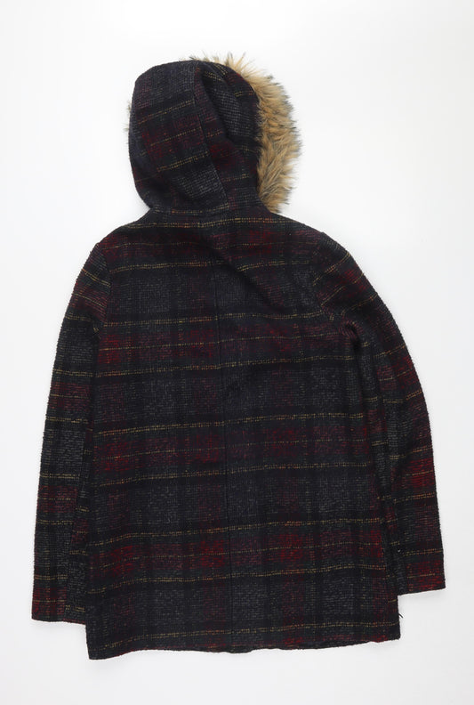 New Look Women's Multicolour Plaid Parka Coat, Size 10, Tall