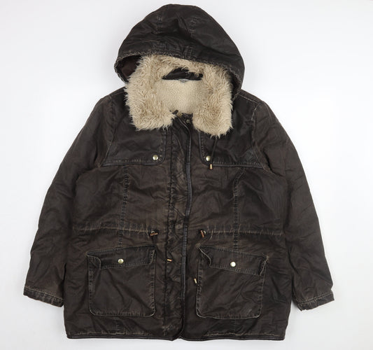 Marks and Spencer Women's Brown Fur Trim Parka Size 20