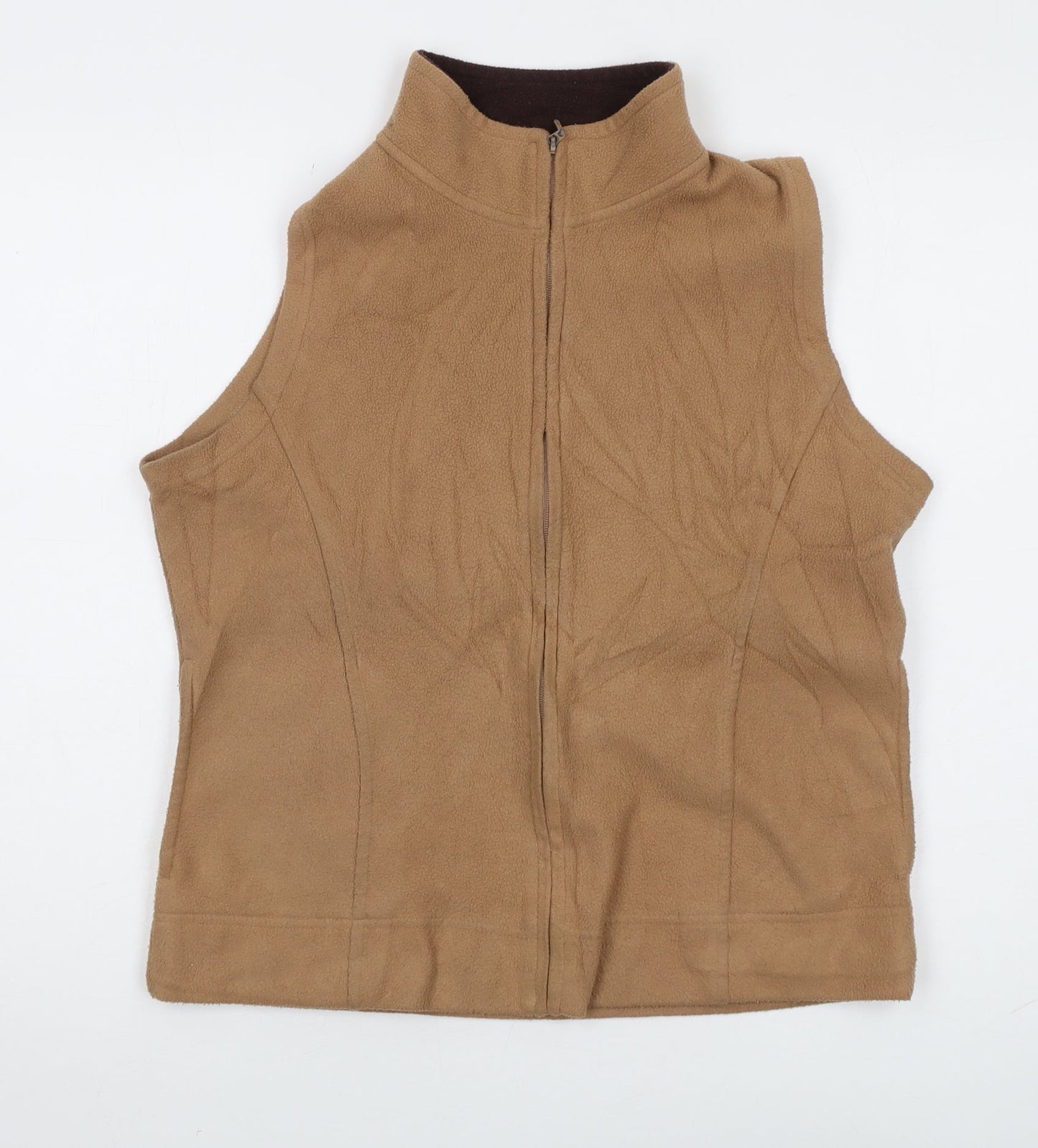 EWM Women's Brown Sleeveless Zip Fleece Vest Size 14