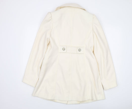 Keatstone Women Ivory Wool Overcoat Size 10