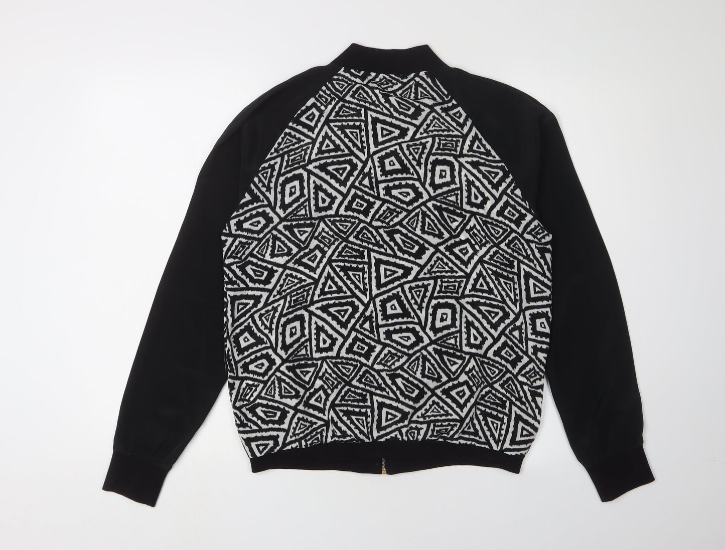 Miso Women's Black Bomber Jacket Size 10 Geometric