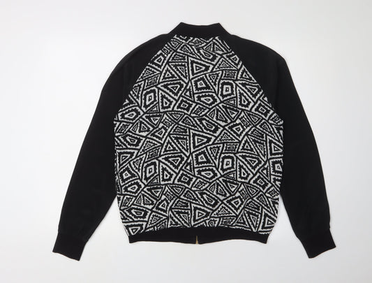 Miso Women's Black Bomber Jacket Size 10 Geometric