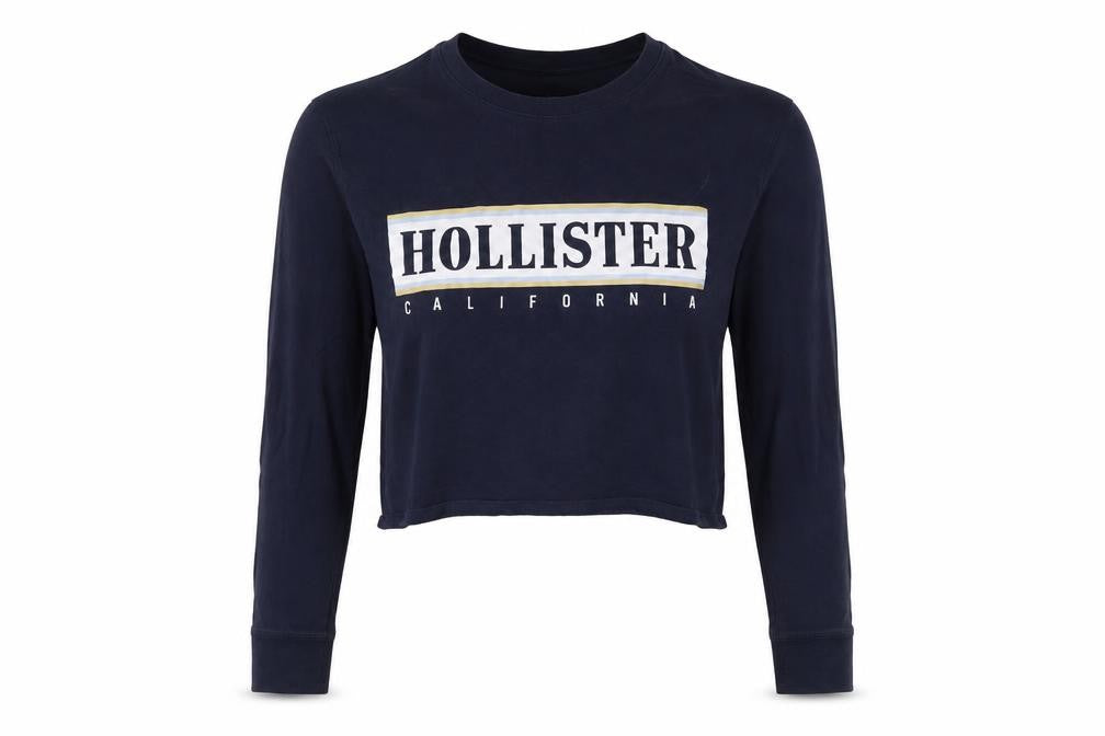Womens UK Size XS Hollister Blue 100% Cotton T-Shirt
