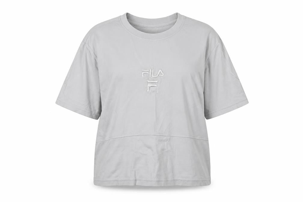 Unisex Adultss UK Size M FILA Grey 100% Cotton T-Shirt