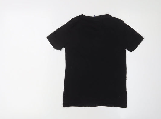 M&Co Boys Black Sequin Graphic T-Shirt 7-8 Years Short Sleeve