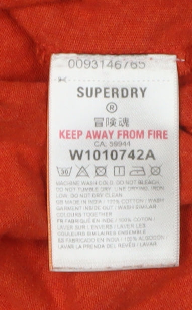 Superdry Women's Red Cotton T-Shirt Size 8 Casual