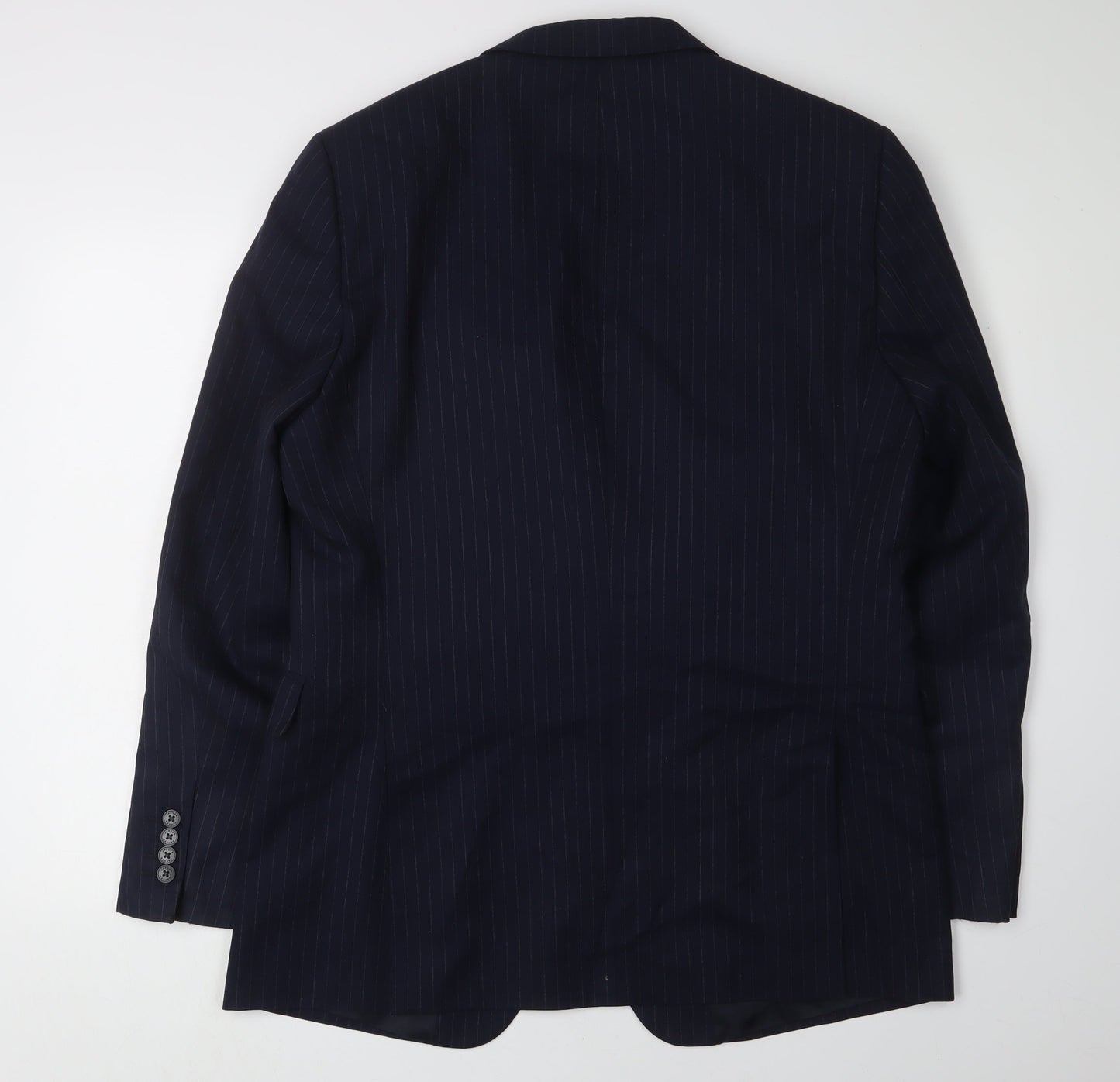 Jaeger Men's Blue Blazer 42R Classic Wool Striped