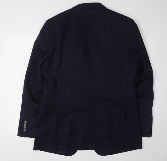Jaeger Men's Blue Blazer 42R Classic Wool Striped
