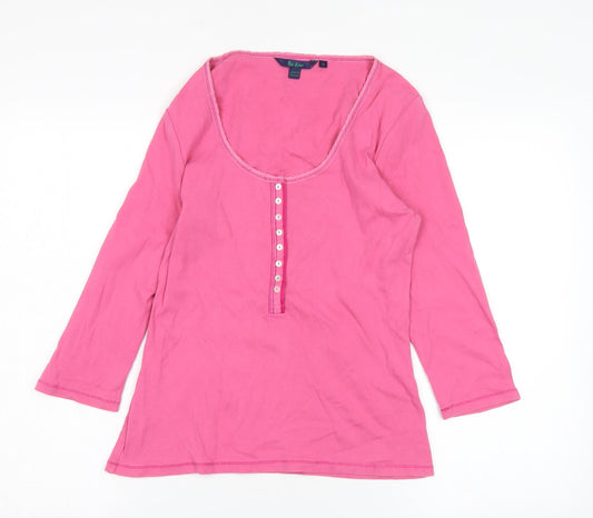 Boden Women's Pink Cotton Blouse, Size 12, Scoop Neck