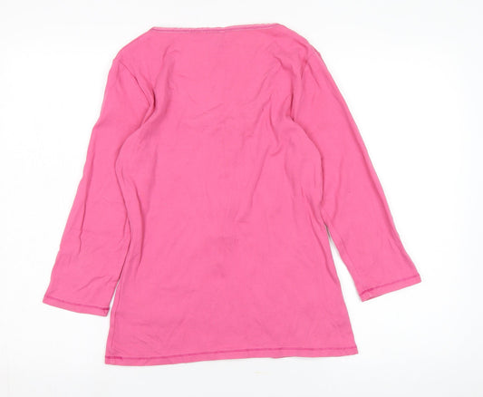 Boden Women's Pink Cotton Blouse, Size 12, Scoop Neck