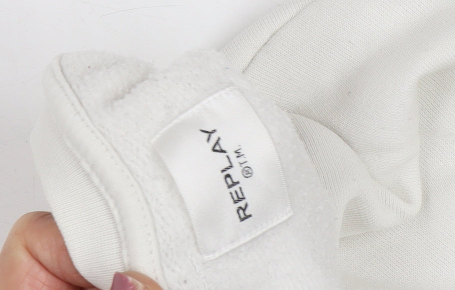 Replay Unisex White XL Pullover Logo Sweatshirt
