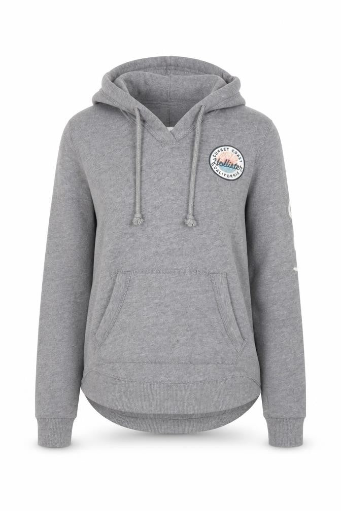 Womens UK XS Relaxed Hollister Grey Pullover Hoodie