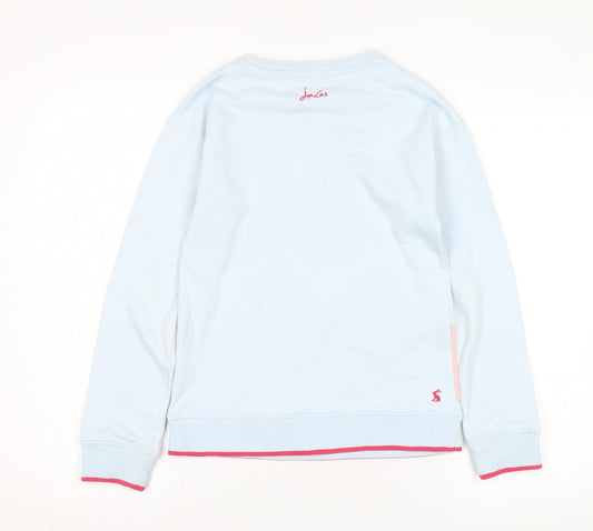 Joules Girls Blue Pullover Sweatshirt, Flamingo, Size 146
